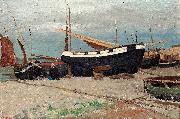George Willison Boats on the shore oil